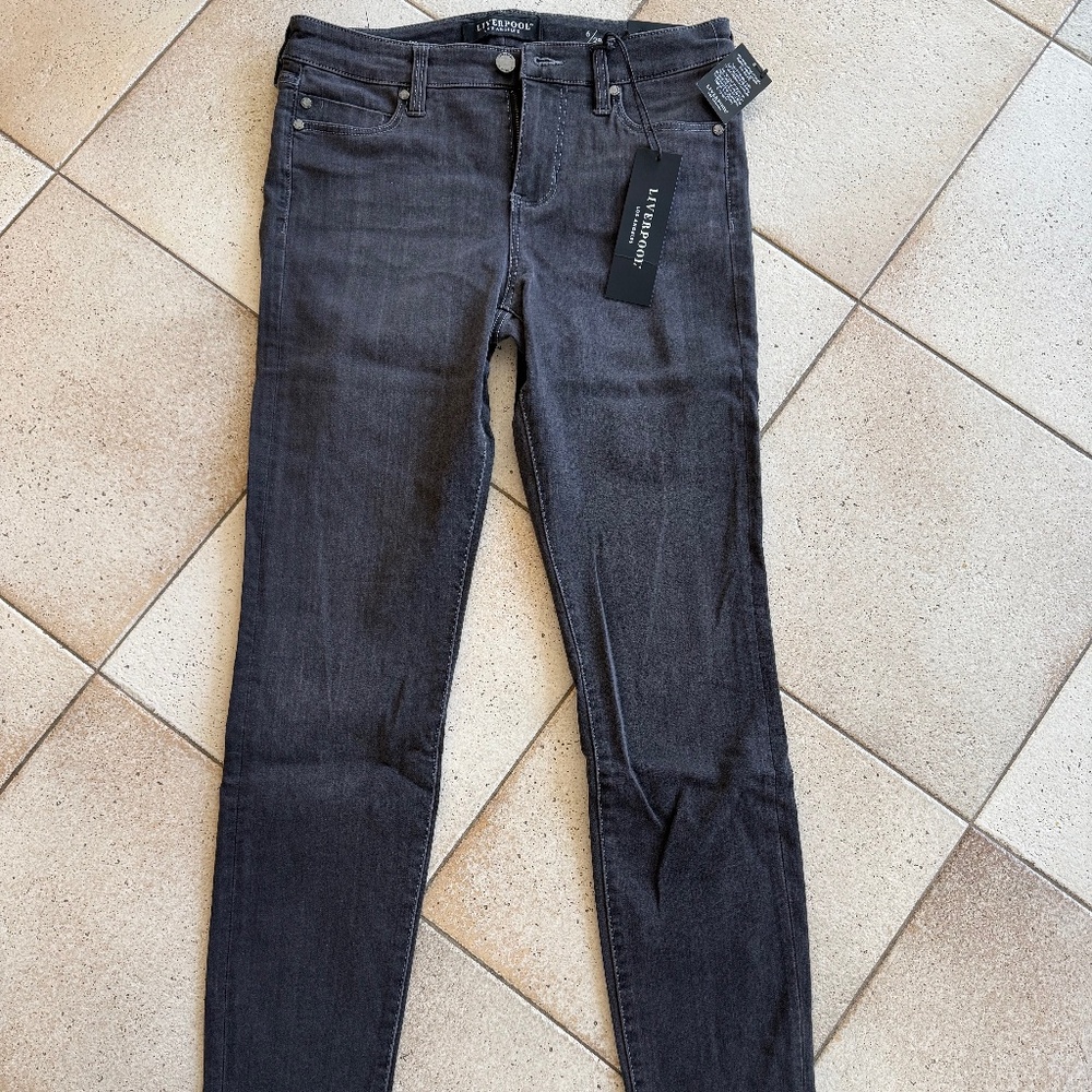 Liverpool Abby Skinny Jeans, Dark Grey, Size 6/28